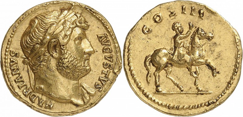 EMPIRE ROMAIN. Hadrien (117-138). Aureus 117-138, Rome. Av. Buste lauré à droite...