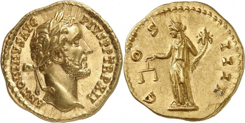 EMPIRE ROMAIN. Antonin le Pieux (138-161). Aureus 148-149, Rome. Av. Buste lauré...
