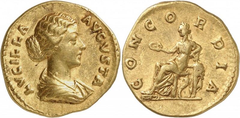 EMPIRE ROMAIN. Lucille, femme de Lucius Verus (161-169). Aureus 164-169, Rome. A...