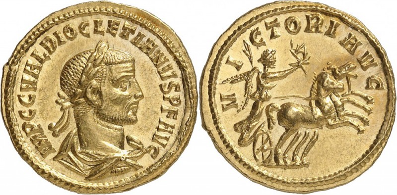 EMPIRE ROMAIN. Dioclétien (286-305). Aureus 290-293, Cyzique. Av. Buste lauré à ...