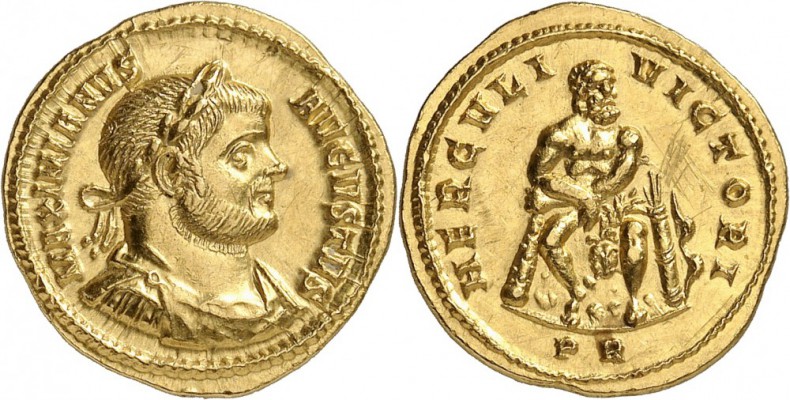 EMPIRE ROMAIN. Maximien Hercule (285-310). Aureus 293-294, Rome. Av. Buste lauré...