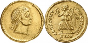 EMPIRE ROMAIN. Constance II César (324-337). Solidus 326, Ticinum. Av. Tête diadémée à droite. Rv. Victoire debout à gauche. RIC. 196. 4,41 grs. Très ...