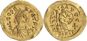 EMPIRE ROMAIN. Léon Ier (457-474). Semissis, Constantinople. Av. Buste diadémé à droite. Rv. Victoire assise à droite écrivant sur un bouclier. RIC. 6...