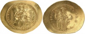 EMPIRE BYZANTIN. Constantin X Ducas (1059-1067). Histamenon. Av. Christ trônant de face. Rv. Constantin tenant un sceptre dans la main droite et un gl...