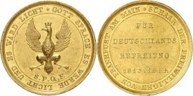 ALLEMAGNE. Francfort. Médaille en or au poids de 5 ducats 1814, récompensant les officiers de la guerre de 1813-1814 contre les armées napoléoniennes....