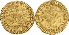 BELGIQUE. Brabant, Philippe le Bon duc de Bourgogne (1434-1467). Cavalier d’or 1434-1437, Bruxelles. Av. Le duc galopant à droite Rv. Croix portant l’...