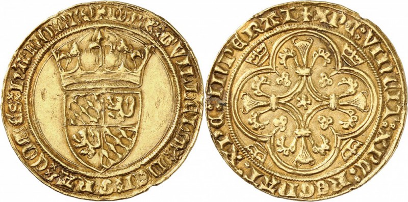 BELGIQUE. Hainaut, Guillaume III l’Insensé (1356-1389). Couronne d’or, Valencien...