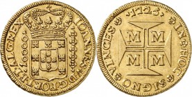 BRÉSIL. Jean V (1706-1750). 10.000 Reis 1725, Minas Gerais. Av. Écu couronné. Rv. Croix de Jérusalem. Fr. 34. 26,72 grs. Superbe