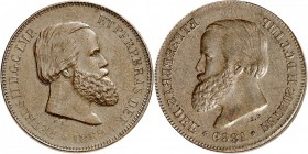 BRÉSIL. Pierre II (1831-1889). 10 Reis 1869, Rio de Janeiro. Av. Tête à droite. Rv. Tête incuse. Km.473. 3,55 grs. Très rare monnaie incuse, Superbe...