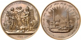 ÉGYPTE. Mohamed Saïd (1854-1863). Médaille en cuivre frappée en 1854, frappée en hommage de la colonie européenne à Son Altesse Mohammed Saïd, poinçon...