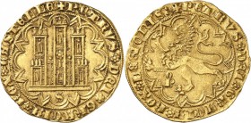ESPAGNE. Pierre Ier (1350-1369). Dobla de 35 maravedis, Séville. Av. Château de Castille. Rv. Lion à gauche. Fr. 108. 4,45 grs. Superbe