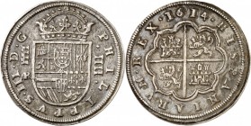 ESPAGNE. Philippe III (1598-1621). 4 Réales 1614, Ségovie. Av. Écu couronné. Rv. Armes de Castille et Léon. Km. 62. 12,99 grs. Rare, belle patine, TTB...