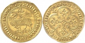 FRANCE. Louis X (1314-1316). Agnel d’or émission du 6 mai 1315. Av. Agneau pascal à gauche, la tête tournée à droite, devant une croix avec gonfanon. ...