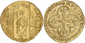FRANCE. Philippe VI (1328-1350). Royal d’or 2 mai 1328. Av. Le roi debout sous un dais gothique. Rv. Croix quadrilobée, feuillue et fleurdelisée. Dup....