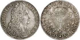 FRANCE. Louis XIV (1643-1715). Écu aux trois couronnes 1711 Rouen. Av. Buste drapé à droite. Rv. Trois couronnes, au centre la lettre d’atelier. G. 22...