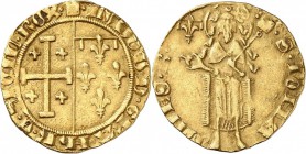 FRANCE FÉODALE. Comté de Provence, Louis III (1417-1434). Florin d’or, Tarascon. Av. Écu parti de Jérusalem et d’Anjou. Rv. Saint jean-Baptiste. Rolla...