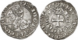 FRANCE FÉODALE. Principauté d’Orange, Bertrand III (1281-1314). Demi-gros au chevalier imité des demi-gros « baudequin» de Jean II comte de Hainaut. A...