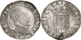 FRANCE FÉODALE. Lorraine, Charles III (1545-1608). Teston, Nancy. Av. Buste cuirassé à droite. Rv. Écu aux armes de Lorraine, surmonté d’une couronne....