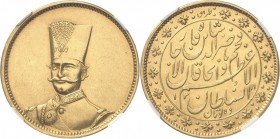 IRAN. Nasseredin Shah (1848-1896). 10 Tomans Ier type 1311 (1894). Av. Buste de trois-quarts. Rv. Inscriptions sur quatre lignes. Fr. 59, Km. 945. 28,...