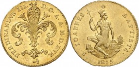 ITALIE. Florence, Ferdinand III (1814-1824). Ruspone 1815. Av. Fleur de lis. Rv. Saint Jean-Baptiste assis à gauche. Mont. 271, Fr. 341. 10,47 grs. Ra...