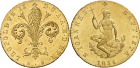 ITALIE. Florence, Leopold II (1824-1859). Ruspone 1836. Av. Fleur de lis. Rv. Saint Jean-Baptiste assis à gauche. Mont. 311, Fr. 344. 10,46 grs. Super...