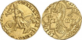 ITALIE. Milan, Filippo Maria Visconti (1412-1447). Ducat or, Milan. Av. Duc à cheval à droite. Rv. Écu dans une couronne. Fr. 681. CNI V 11a. 3,52 grs...