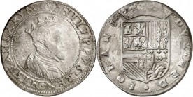ITALIE. Milan, Philippe II (1556-1598). ½ Scudo. Av. Buste couronné et fraisé à droite. Rv. Écu couronné. Crippa 21. 17,82 grs. TTB