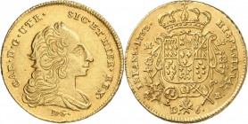 ITALIE. Naples, Charles de Bourbon (1734-1759). 6 Ducat 1752. Av. Buste drapé à droite. Rv. Écu couronné. Fr. 843. 8,74 grs. TTB