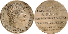 ITALIE. Naples, Joachim Murat (1807-1813). Médaille frappée avec le coin d’avers de la 5 lire 1813, en souvenir de l’inauguration de la place Murat. A...