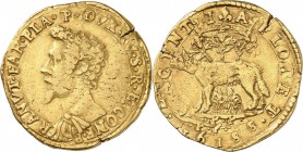 ITALIE. Piacenza, Ranuccio Ier Farnese (1592-1622). 2 doppie 1618. Av. Buste drapé à gauche. Rv. Loup couronné. Fr. 907. 13,04 grs. Fêlures de frappe,...