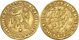 ITALIE. Sicile, Charles Ier d’Anjou (1266-1278). Salut d’or, Naples. Av. L'archange Gabriel et la Vierge. Rv. Écu parti de Jérusalem et d'Anjou. Mir. ...