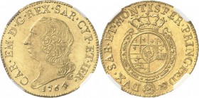 ITALIE. Savoie, Charles-Emmanuel III (1730-1773). Doppia 1764, Turin. Av. Tête nue à droite. Rv. Écu couronné. MIR. 943i, Fr. 1105. 13,12 grs. NGC MS ...