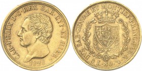 ITALIE. Charles-Felix (1821-1831). 80 lire 1828, Turin, P. Av. Tête nue à gauche. Rv. Écu dans une couronne. Mont. 12, Fr. 1132. 25,80 grs. PCGS XF 45...