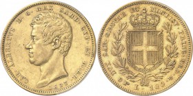 ITALIE. Charles Albert (1831-1849). 100 lire 1837, Turin. Av. Tête nue à gauche. Rv. Écu dans une couronne. Mont. 11, Fr. 1138. 32,25 grs. PCGS XF 45....