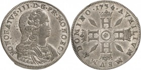 MONACO. Honoré III (1733-1795). Pezzetta 1734. Av. Buste drapé et cuirassé à droite. Rv. Quatre H couronnés formant une croix, accostés de quatre fusé...