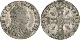 MONACO. Honoré III (1733-1795). ½ pezzetta 1735. Av. Buste drapé et cuirassé à droite. Rv. Quatre H couronnés formant une croix, accostés de quatre fu...