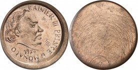 MONACO. Rainier III (1949-2005). 5 francs 1970, essai uniface de l'avers de la première épreuve en cuivre. Av. Portrait de Rainier III à gauche et tou...