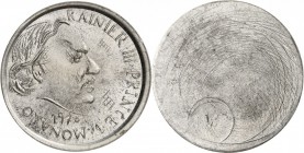 MONACO. Rainier III (1949-2005). 5 francs 1970, essai uniface de l'avers de la première épreuve en maillechort. Av. Portrait de Rainier III à gauche e...