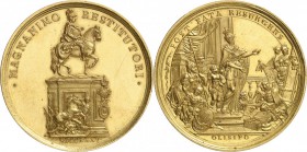 PORTUGAL. Joseph Ier (1750-1777). Médaille en or 1775, par José Gaspar, célébrant l’érection de la statue équestre du roi Joseph Ier, réalisée par le ...