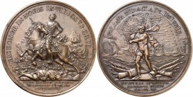RUSSIE. Pierre Ier (1682-1725). Médaille en bronze, frappé par Judin, commémorant la victoire russe sur la Suède lors de la bataille de Poltova en 170...