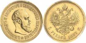 RUSSIE. Alexandre III (1881-1894). 5 roubles 1887, Saint-Petersourg. Av. Tête à gauche. Rv. Aigle impérial couronné. Fr. 168. 6,45 grs. PCGS MS 63, Su...