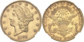 USA. 20 dollars Liberté 1893, Carson city. Av. Tête de Liberté à gauche. Rv. Aigle aux ailes déployées. Fr. 177. 33,43 grs. NGC AU 53.