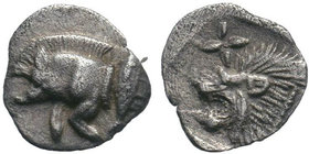 MYSIA.Kyzikos .( 450-400 BC).AR Obol.

Condition: Very Fine

Weight: 0.29 gr
Diameter: 9 mm
