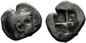 Greek Uncertain. 4th century B.C. AR obol

Condition: Very Fine

Weight: 0.27 gr
Diameter: 7 mm