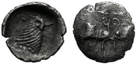 ASIA MINOR, Uncertain. 5th century BC. AR Obol. Head and neck of cock righ,

Condition: Very Fine

Weight: 0.10 gr
Diameter: 6 mm