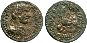 Gallienus. Æ, AD 253-268. Apollonia Mordiaeum in Pisidia. Laureate, draped and cuirassed bust of Gallienus right. Reverse: The river-god Hippophoras r...
