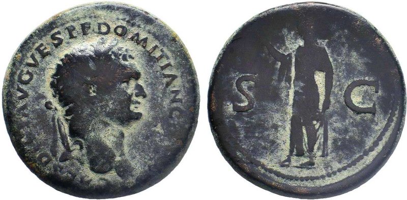 Domitian As Caesar Æ Sestertius. Rome, AD 76. CAES DIVI AVG VESP F DOMITIAN COS ...
