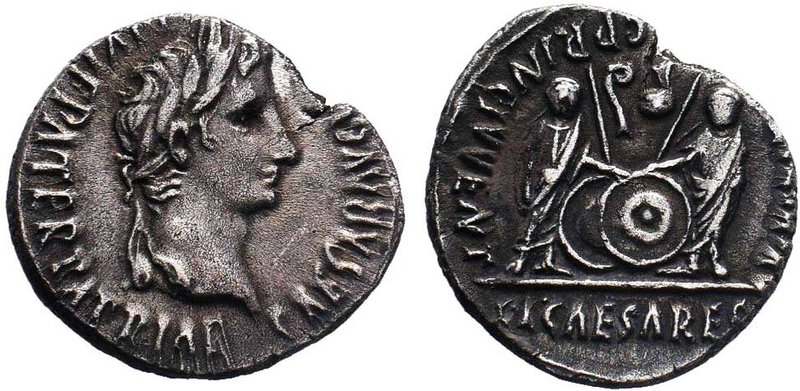 Augustus 27-14 BC. Lugdunum
Denarius AR
CAESAR AVGVSTVS DIVI F PATER PATRIAE L...
