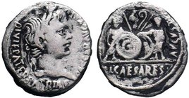 Augustus 27-14 BC. Lugdunum
Denarius AR
CAESAR AVGVSTVS DIVI F PATER PATRIAE Laureate head of Augustus to right / AVGVSTI F COS DESIG PRINC IVVENT /...