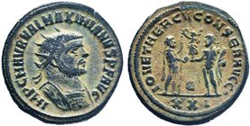 Maximianus Herculius (286-305 AD). AE Antoninianus 

Condition: Very Fine

Weight: 4.41 gr
Diameter: 22 mm